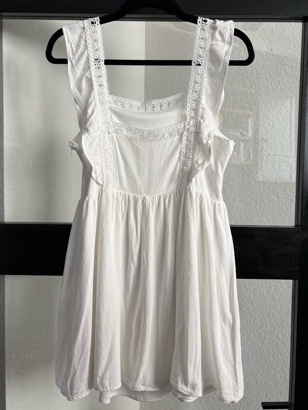 Altar’d State White Lace Trim Ruffle Mini Dress Cottagecore Boho Size S - Picture 5 of 10